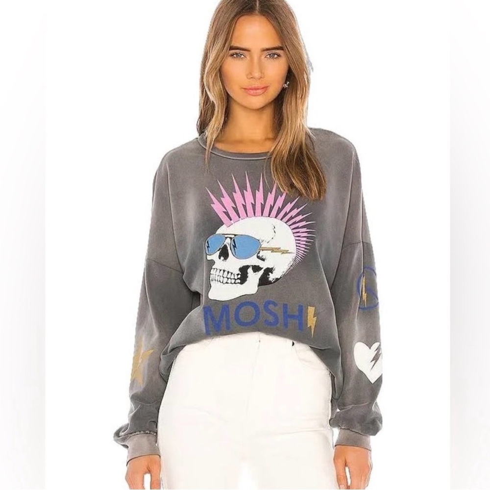 Lauren Moshi Sierra Pullovee Lightning Skull in Faded Graphite, small